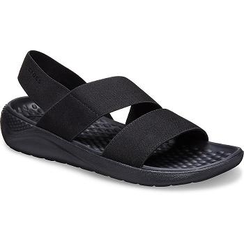 Crocs LiteRide Stretch Cierne - Damske Sandále